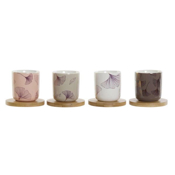 Σετ Κούπες Καφέ DKD Home Decor Blomster Διακοσμητική κανάτα Πορσελάνη Bone China (200 ml)