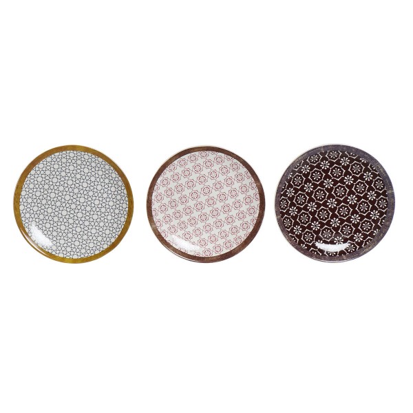 Flatplater DKD Home Decor Χωρίς Δακτύλιο Πορσελάνη Bone China (25,5 x 25,5 x 3 cm) (3 Μονάδες)