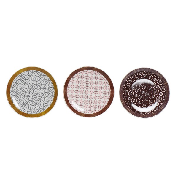 Flatplater DKD Home Decor Χωρίς Δακτύλιο Πορσελάνη Bone China (21 x 21 x 2 cm) (3 Μονάδες)