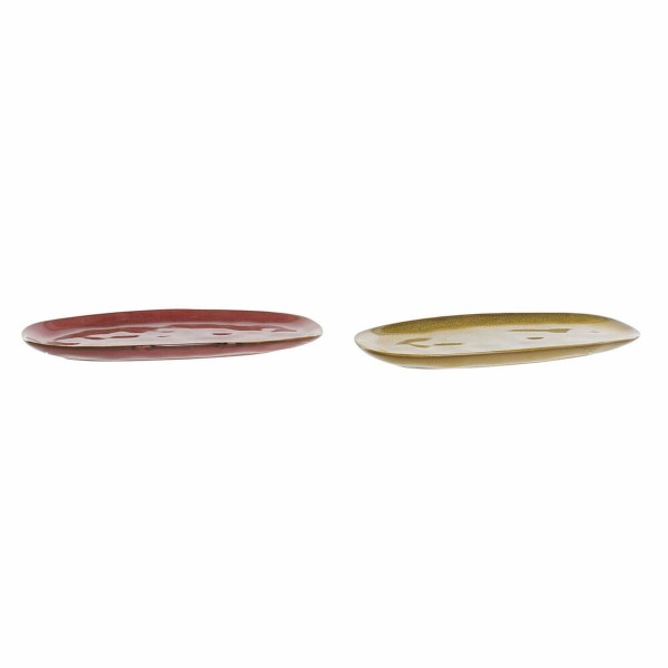 Δίσκος DKD Home Decor τερακότα Κίτρινο Πήλινα (27.4 x 12.4 x 2.6 cm) (2 pcs)