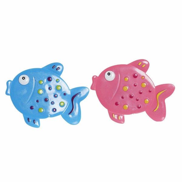 Χαλάκι μπάνιου DKD Home Decor Μπλε Ροζ PVC (2 pcs) (13 x 1 x 10.5 cm)
