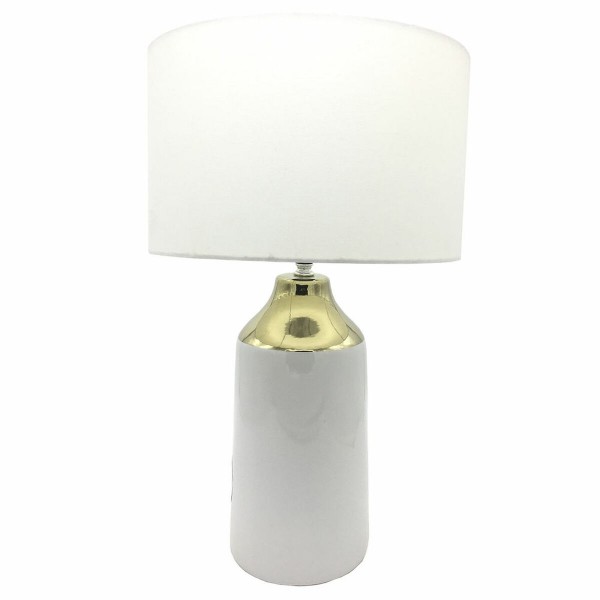 Επιτραπέζιο Φωτιστικό DKD Home Decor Χρυσό πολυεστέρας Λευκό Πήλινα (32 x 32 x 52 cm)