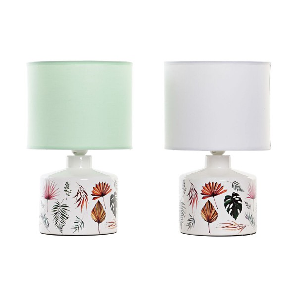 Επιτραπέζιο Φωτιστικό DKD Home Decor Μέντα Λευκό 220 V 50 W Τροπικό (22 x 22 x 35 cm) (x2)