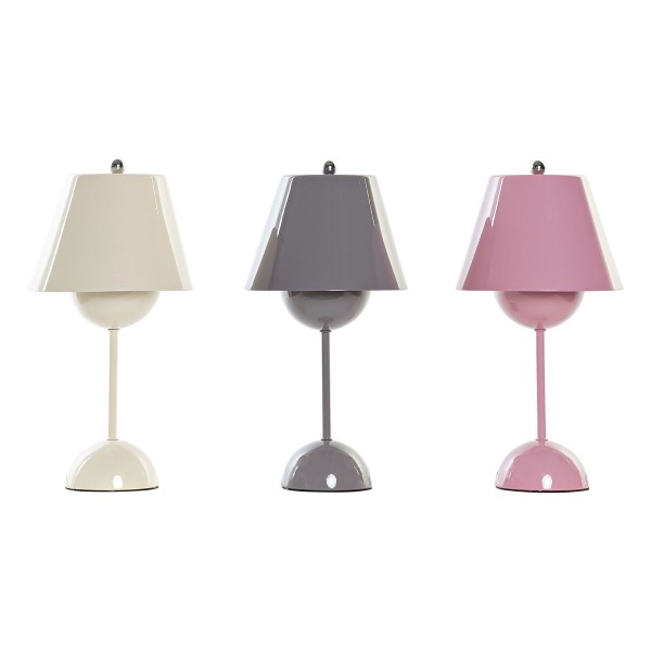 Επιτραπέζιο Φωτιστικό DKD Home Decor 25W Γκρι Ροζ Κρεμ 220 V (18 x 18 x 36 cm) (3 Μονάδες)
