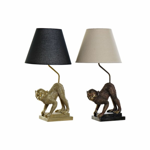 Επιτραπέζιο Φωτιστικό DKD Home Decor Μαύρο Μπεζ Χρυσό Μέταλλο Ρητίνη Μαϊμού (32.5 x 30 x 60 cm) (2 pcs)