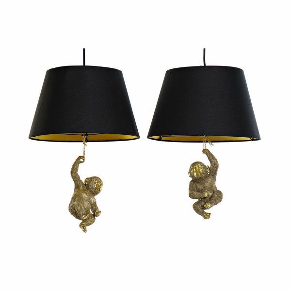Φωτιστικό Οροφής DKD Home Decor Χρυσό Ρητίνη 220 V 50 W Μαϊμού (35.5 x 35.5 x 51 cm) (2 pcs)