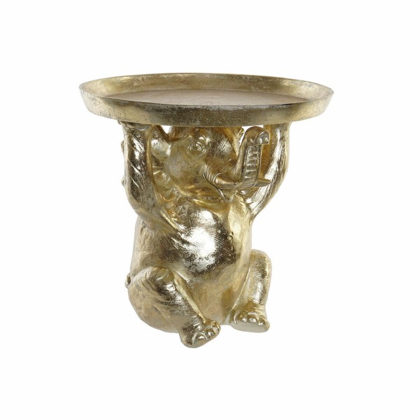 Βοηθητικό Τραπέζι DKD Home Decor Ελέφαντας Χρυσό Ρητίνη Αποικιακό (35 x 35 x 35 cm)
