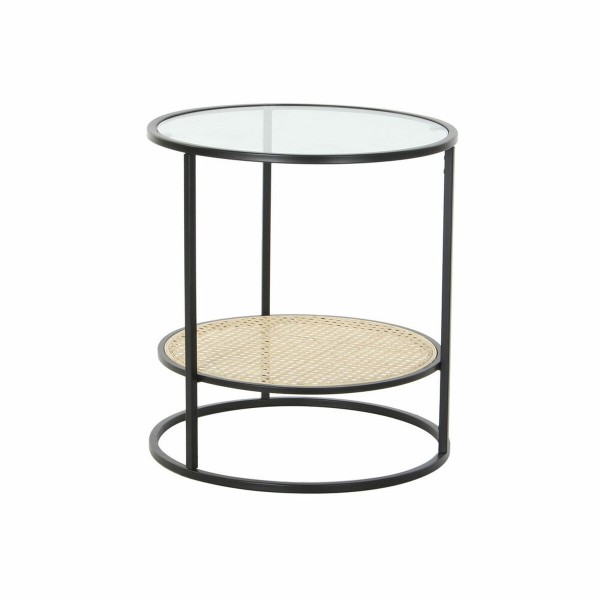 Βοηθητικό Τραπέζι DKD Home Decor Κρυστάλλινο Φυσικό Μαύρο Μέταλλο ρατάν Σύγχρονη (45 x 45 x 48 cm)