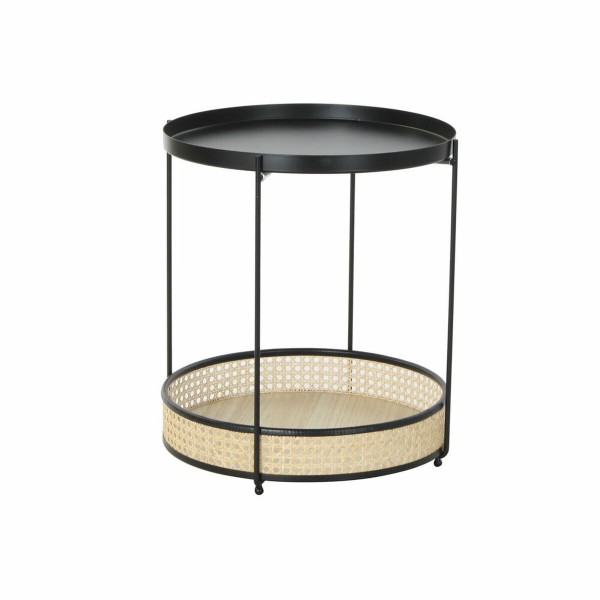 Βοηθητικό Τραπέζι DKD Home Decor Φυσικό Μαύρο Μέταλλο ρατάν Σύγχρονη (40 x 40 x 47 cm)