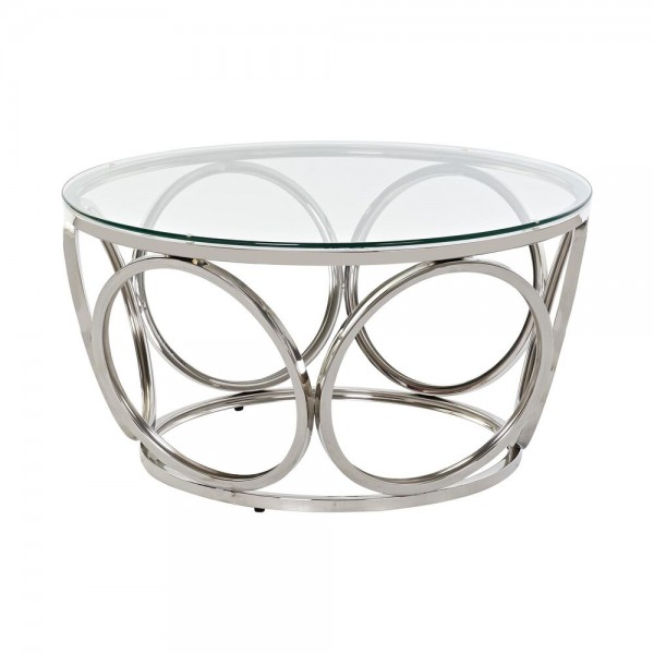 Τραπεζάκι Καφέ DKD Home Decor Κρυστάλλινο Ανοξείδωτο ατσάλι (60 x 60 x 43 cm)