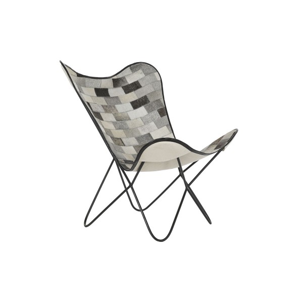 Καρέκλα DKD Home Decor Μαύρο Γκρι Μπεζ Μέταλλο Δέρμα Λευκό (74 x 70 x 90 cm)