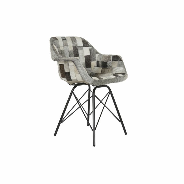 Πολυθρόνα με Υποβραχιόνια DKD Home Decor Μαύρο Μέταλλο Δέρμα (60.5 x 53 x 81.5 cm)