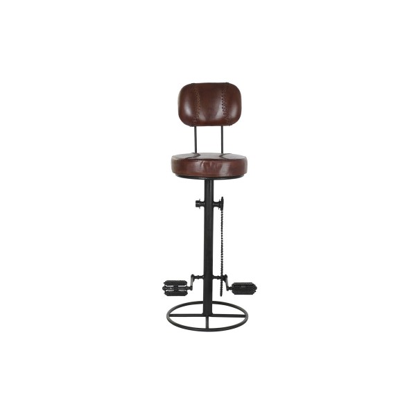 Σκαμπό DKD Home Decor Μαύρο Μέταλλο Καφέ Δέρμα (45 x 46 x 118 cm)