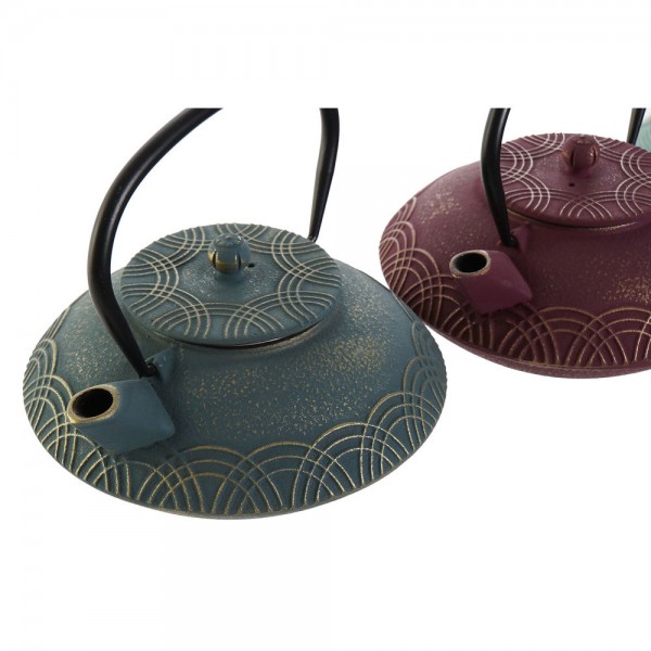 Τσαγιέρα DKD Home Decor Μπλε Φούξια Σίδερο (2 pcs) (850 ml) (19 x 17 x 16 cm)