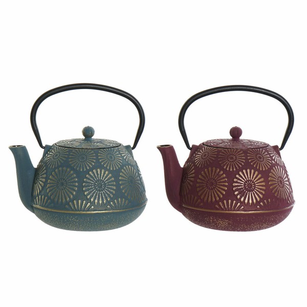 Τσαγιέρα DKD Home Decor Μπλε Φούξια Σίδερο (18 x 15.5 x 17.5 cm) (2 pcs) (1200 ml)