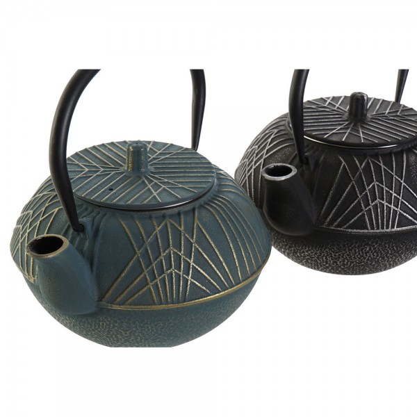 Τσαγιέρα DKD Home Decor Μαύρο Μπλε Σίδερο (18.5 x 16 x 18 cm) (1000 ml) (2 pcs)