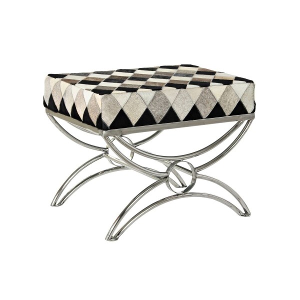Σκαμπό DKD Home Decor   Ασημί Μαύρο Καφέ Χάλυβας Δέρμα Λευκό (53 x 40 x 43 cm)