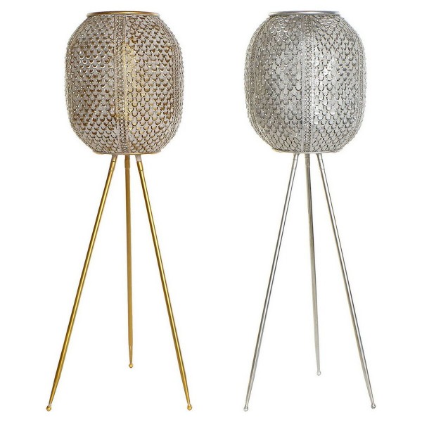 Κηροπήγιο DKD Home Decor Κρυστάλλινο Ασημί Χρυσό Μέταλλο (22 x 22 x 73 cm) (2 pcs)