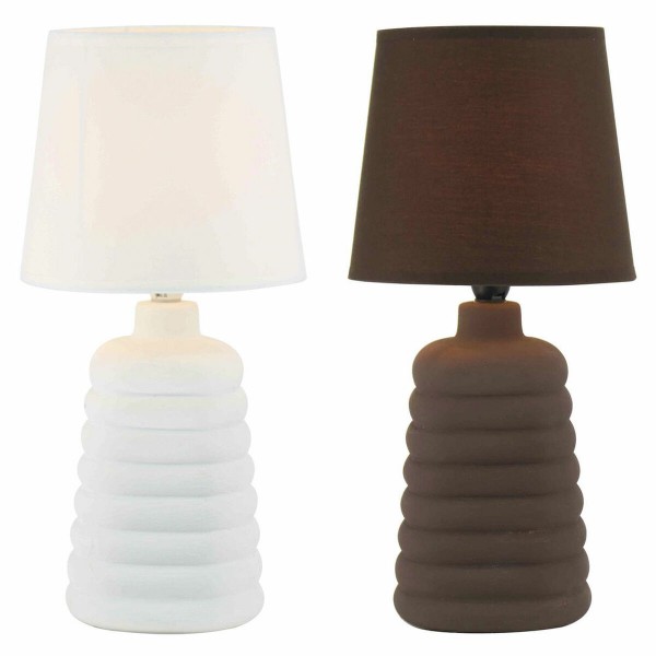 Επιτραπέζιο Φωτιστικό DKD Home Decor Λευκό Καφέ πολυεστέρας Πήλινα (2 pcs) (18 x 18 x 37 cm)