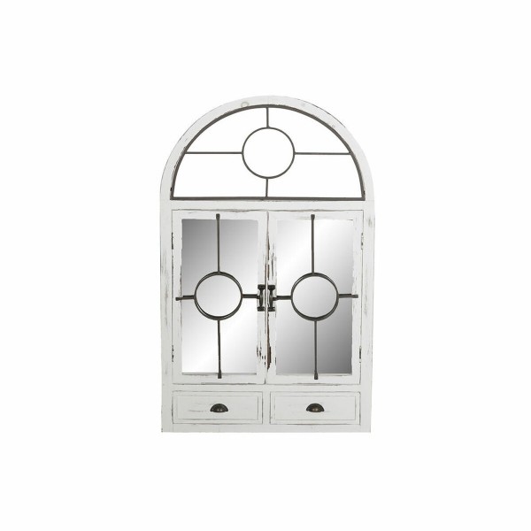 Τοίχο καθρέφτη DKD Home Decor Καθρέφτης Μαύρο Μέταλλο Ξύλο Παράθυρα Λευκό (56 x 3 x 92 cm)