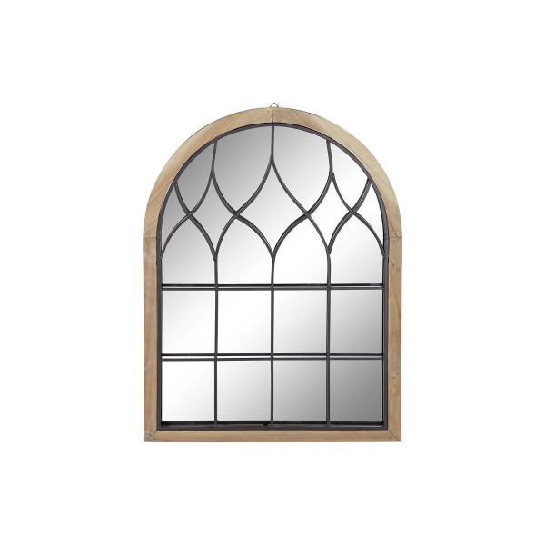 Τοίχο καθρέφτη DKD Home Decor Καθρέφτης Μαύρο Μέταλλο Ξύλο Καφέ Παράθυρα Αλουμίνιο Cottage (58 x 3 x 78 cm)