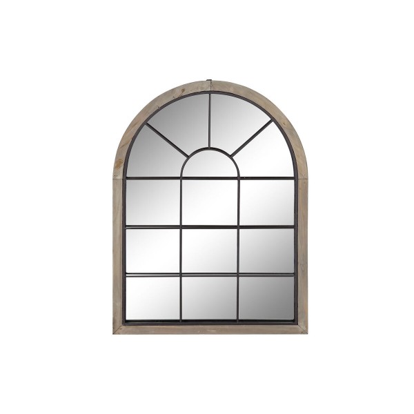 Τοίχο καθρέφτη DKD Home Decor Καθρέφτης Μαύρο Ξύλο Καφέ Παράθυρα Αλουμίνιο Cottage (60 x 2,5 x 80 cm)