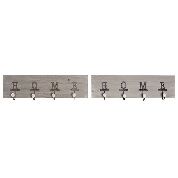 Κρεμάστρα τοίχου DKD Home Decor Μέταλλο Ξύλο (65 x 9 x 19 cm) (x2)