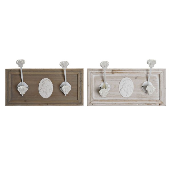 Κρεμάστρα τοίχου DKD Home Decor Ξύλο Ρητίνη Shabby Chic (27 x 9 x 16 cm) (x2)