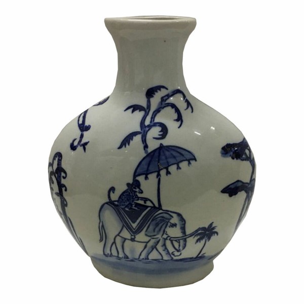 Βάζο DKD Home Decor Μπλε Λευκό Πορσελάνη Ινδός Ελέφαντας (24 x 13 x 31 cm)