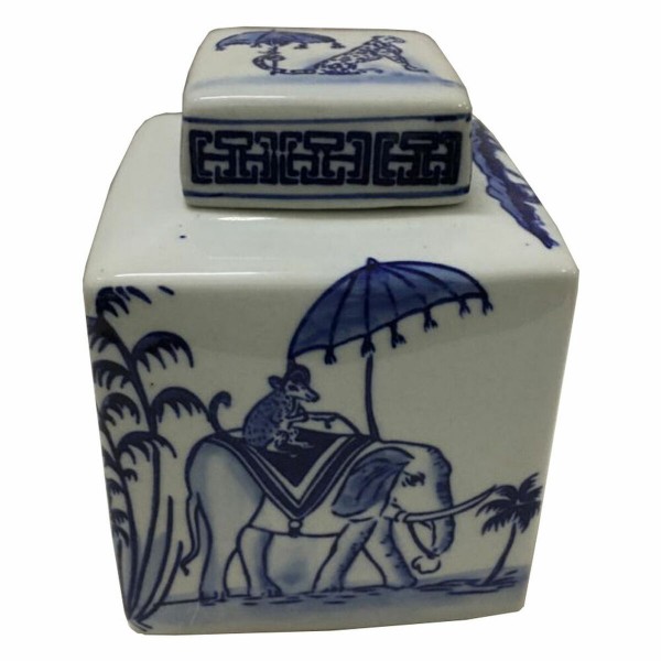 Βάζο DKD Home Decor Μπλε Λευκό Πορσελάνη Ινδός Ελέφαντας (17 x 17 x 22 cm)