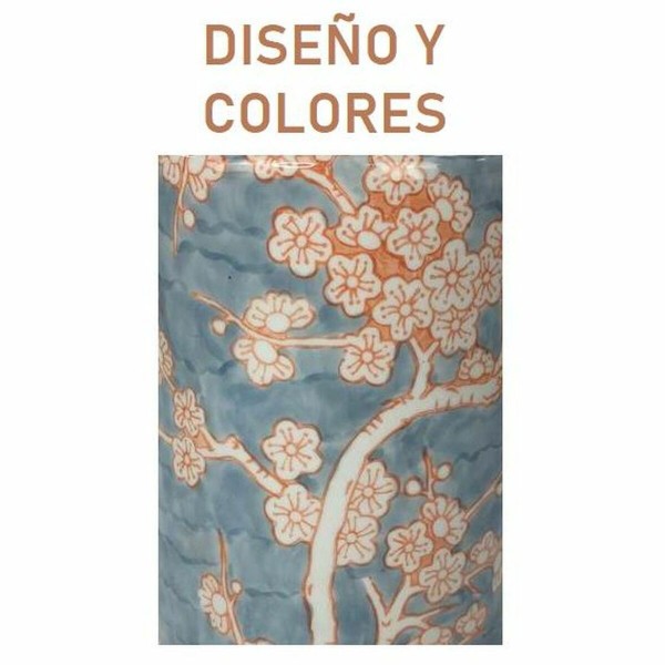 Επιτραπέζιο Φωτιστικό DKD Home Decor Πορσελάνη Μπλε Πορτοκαλί πολυεστέρας Blomster (35 x 35 x 57 cm)