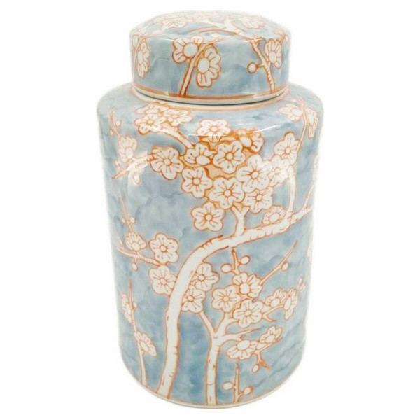 Βάζο DKD Home Decor Πορσελάνη Μπλε Πορτοκαλί Ανατολικó (18 x 18 x 30 cm)