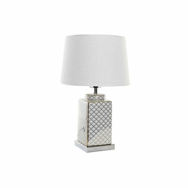 Επιτραπέζιο Φωτιστικό DKD Home Decor Μωσαϊκό Πορσελάνη Χρυσό πολυεστέρας Λευκό 220 V 60 W (35 x 35 x 57 cm)