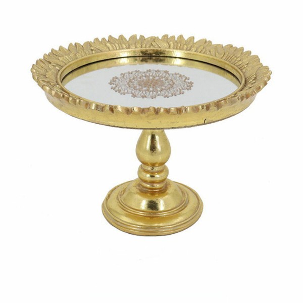 Δίσκος DKD Home Decor 23,5 x 23,5 x 16,5 cm Καθρέφτης Χρυσό Ρητίνη