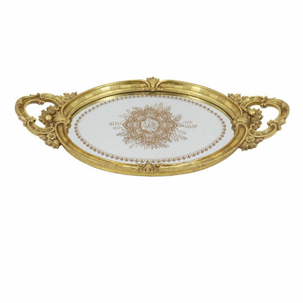 Δίσκος DKD Home Decor Καθρέφτης Χρυσό Ρητίνη (45.5 x 23.5 x 5.2 cm)