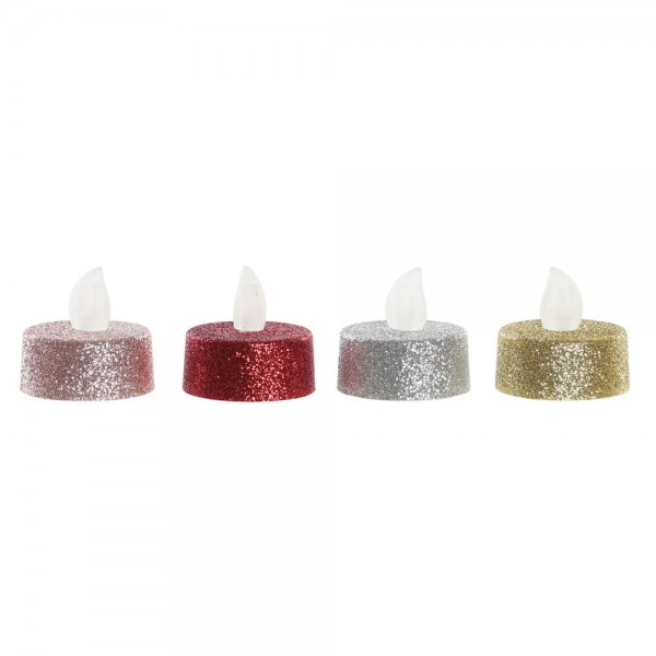 Κερί DKD Home Decor Φως LED Χριστουγεννιάτικο στεφάνι (4 x 4 x 5 cm) (4 Μονάδες)