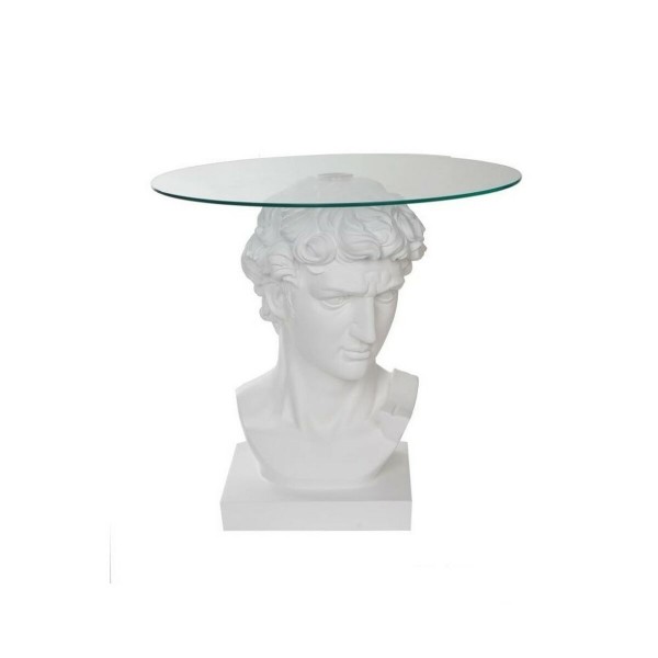 Βοηθητικό Τραπέζι DKD Home Decor Κρυστάλλινο Λευκό Ρητίνη (51 x 51 x 51 cm)