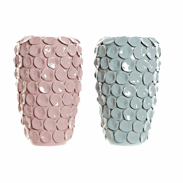 Βάζο DKD Home Decor Ροζ Τυρκουάζ Πήλινα Σύγχρονη (20 x 20 x 30.5 cm) (2 pcs)