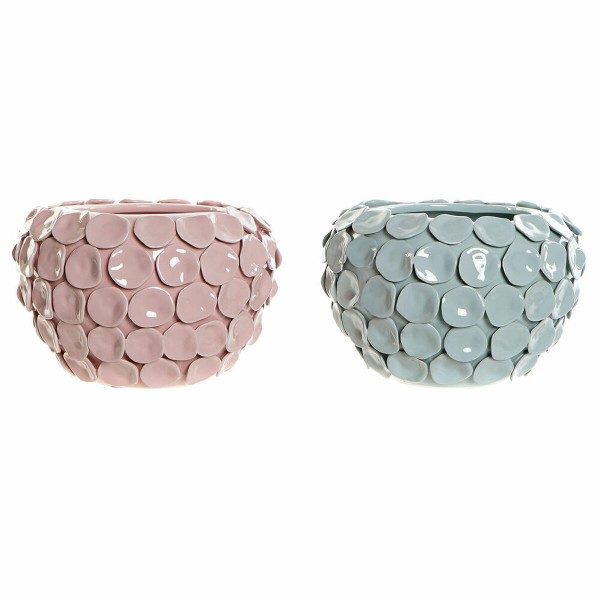 Βάζο DKD Home Decor Ροζ Τυρκουάζ Πήλινα Σύγχρονη (24.5 x 24.5 x 17 cm) (2 pcs)
