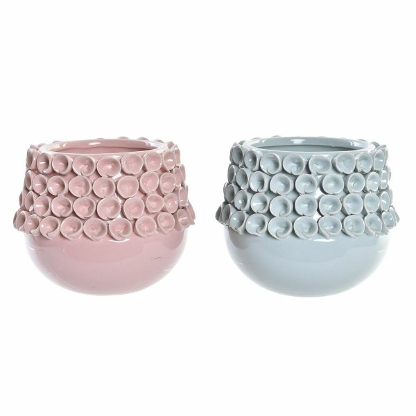Βάζο DKD Home Decor Ροζ Τυρκουάζ Πήλινα Μεσογείακός (17 x 17 x 13.5 cm) (2 pcs)