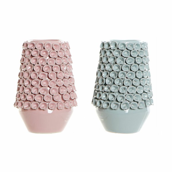 Βάζο DKD Home Decor Ροζ Τυρκουάζ Πήλινα Μεσογείακός (2 pcs) (16 x 16 x 22 cm)