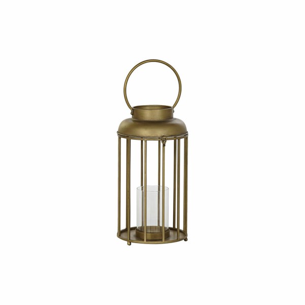 Κηροπήγιο DKD Home Decor Κρυστάλλινο Χρυσό Μέταλλο (22 x 22 x 41 cm)