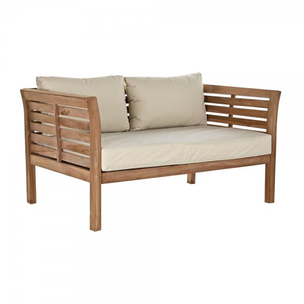 Καναπές κήπου DKD Home Decor Καφέ Ξύλο Τικ βαμβάκι (155 x 85 x 70 cm)