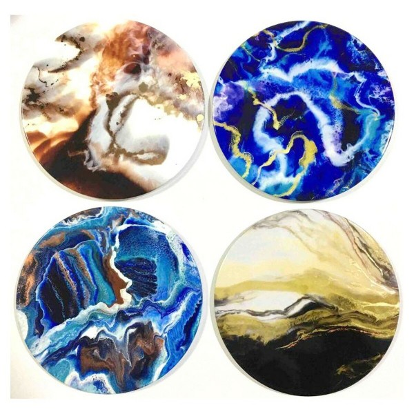 Σουπλά DKD Home Decor Μπλε φελλός (4 pcs) (20 x 20 x 1 cm)