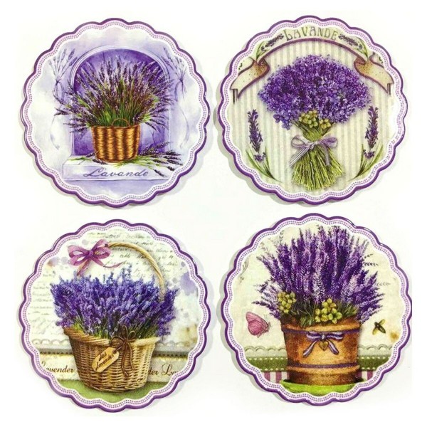 Σουπλά DKD Home Decor Μπλε φελλός Χρώμα Malva (4 pcs) (20 x 20 x 1 cm)