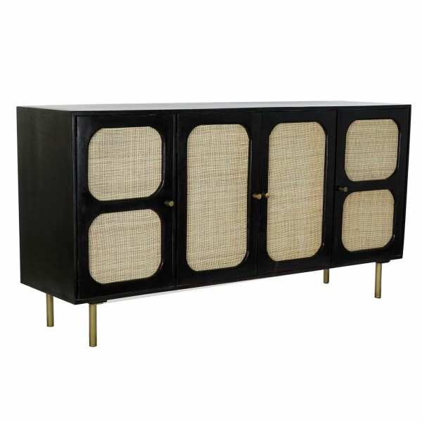 Σκευοθήκη DKD Home Decor Μαύρο Φυσικό ρατάν Ξύλο από Μάνγκο (150 x 40 x 78 cm)