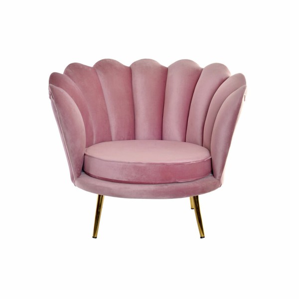 Πολυθρόνα DKD Home Decor Ροζ Χρυσό Μέταλλο πολυεστέρας (76 x 72 x 79 cm)
