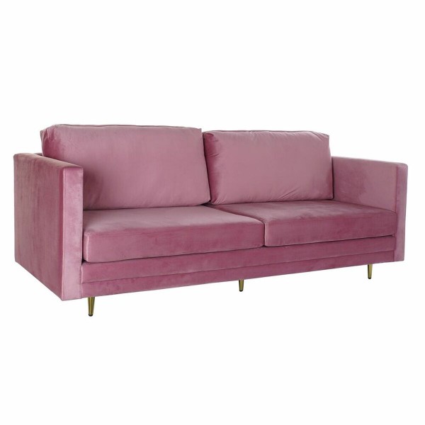 Τριθέσιος Καναπές DKD Home Decor Ροζ Χρυσό Μέταλλο πολυεστέρας (210 x 78 x 85 cm)