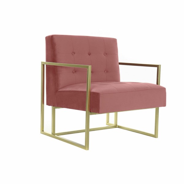 Πολυθρόνα DKD Home Decor Ροζ Χρυσό Μέταλλο πολυεστέρας (67 x 70 x 76 cm)