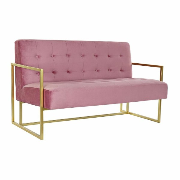 Καναπές DKD Home Decor Ροζ Χρυσό Μέταλλο πολυεστέρας (128 x 70 x 76 cm)